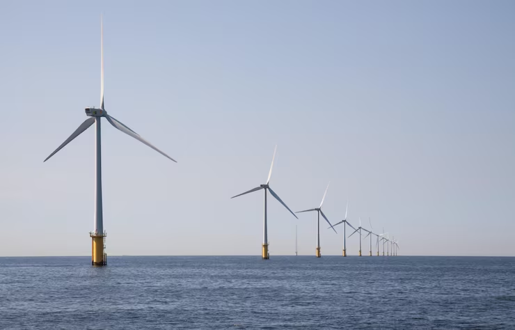 Turbinas de energia eólica offshore instaladas em alto-mar